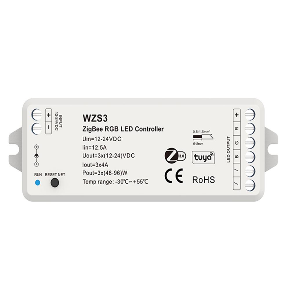 3通道RGBZigBee3.0恒压LED控制器颜⾊亮度调节延迟开关⾳乐播放