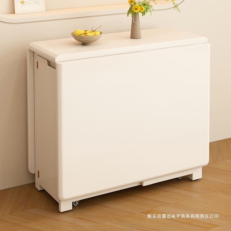 白色全实木折叠餐桌小户型家用饭桌一体可折叠伸缩餐桌椅折叠桌子