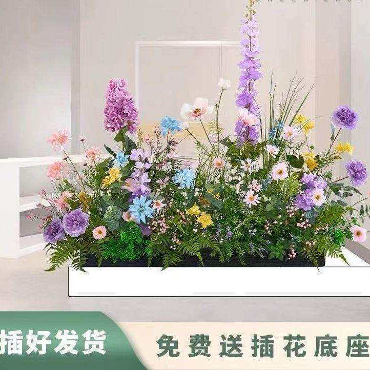 假花仿真花造景布置场景摆设高档橱窗装饰场景绿植紫色花艺盆栽