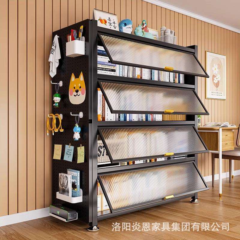 钢制书柜置物柜带门防尘儿童书架落地家用客厅多层展示储物收纳柜