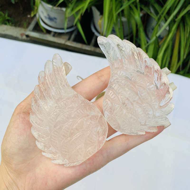 天然白水晶翅膀天使之翼翅膀 雕刻件水晶摆件