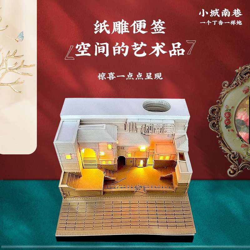 新品立体便签创意桌面摆件模型建筑便利贴文创艺术品3d便签纸