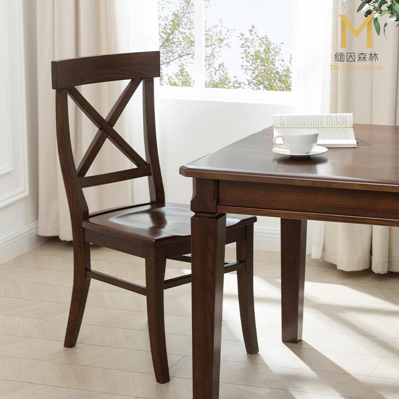 r^X背椅美式餐椅餐桌椅子家用靠背实木椅复古餐厅凳子