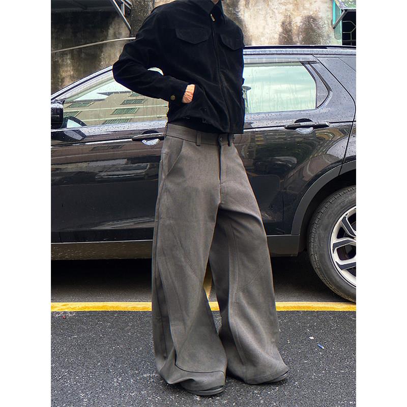 逃离光复南 美式街头cleanfit解构拼接弯刀西裤男宽松阔腿休闲裤