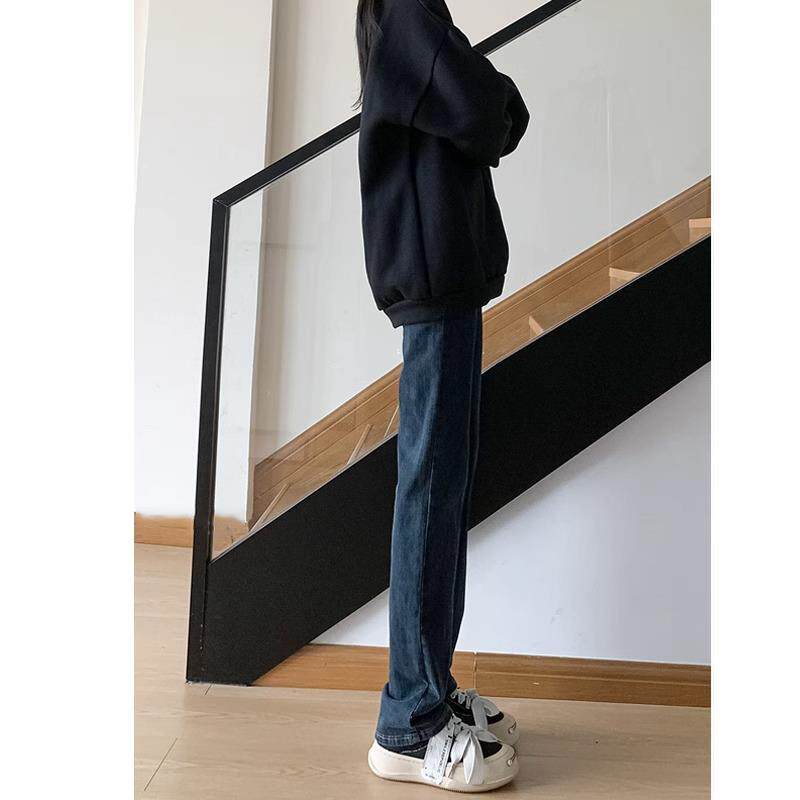 直筒裤2025新款女春款小个子窄版显瘦修身加绒牛仔裤女烟管裤子