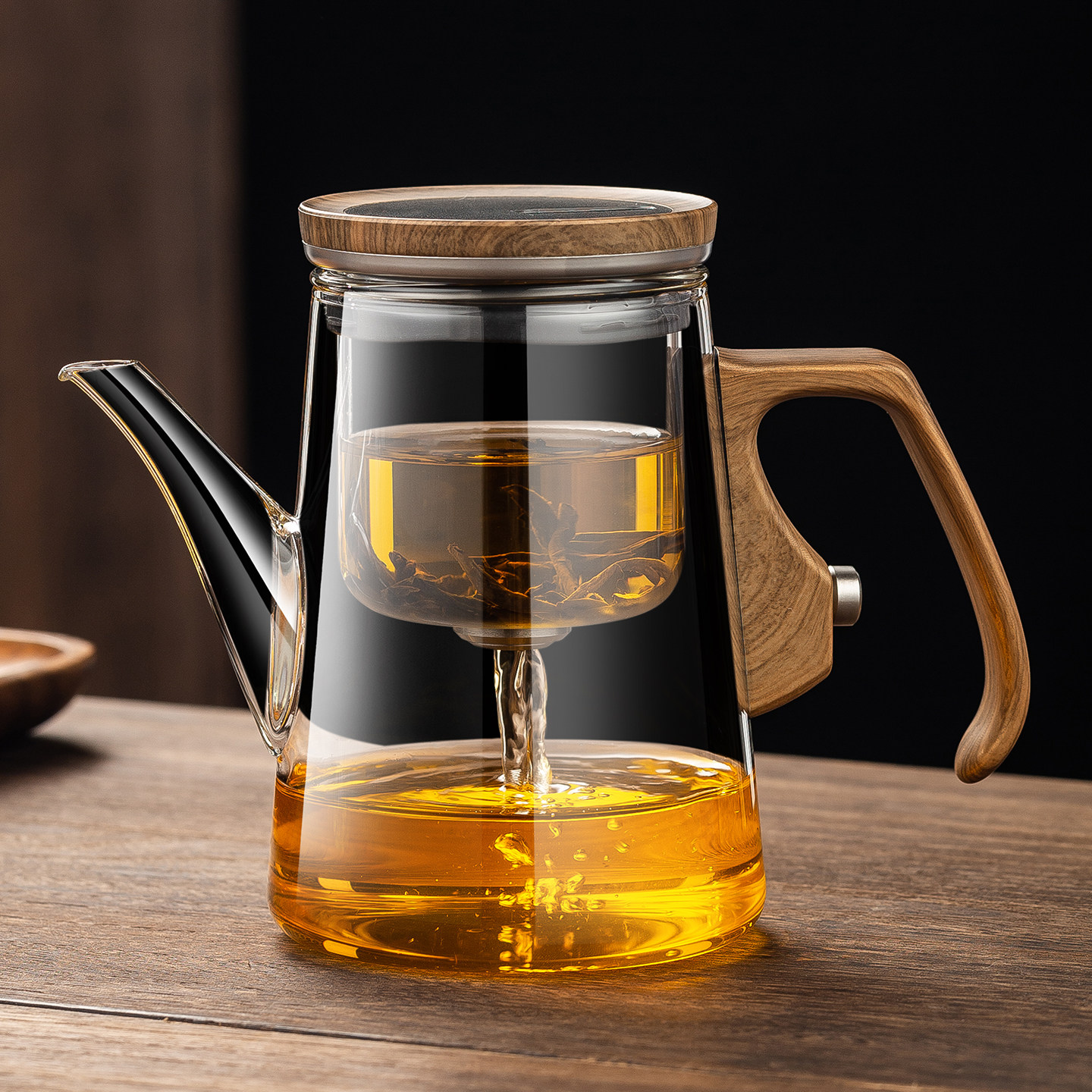 顶壶茶水分离飘逸杯泡茶壶玻璃内胆磁吸过滤办公室懒人泡茶器茶具