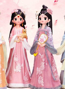 极速陶瓷人偶汉服女孩摆件古装娃娃古风I 中国风宫廷格格人物公主