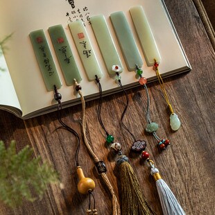 极速朴房天然和田玉书签定制礼物精E致挂件中国风古风创意挂饰吊