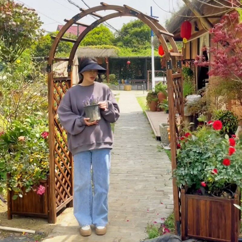 极速专注室外拱门爬藤花架防腐y木庭院装饰门花园栅栏围栏门网格