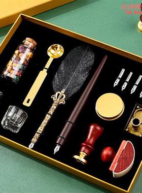 极速Vintage Sprinkling Gold Feather Pen Set LuxuryV Fountain