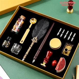 极速Vintage Sprinkling Gold Feather Pen Set LuxuryV Fountain