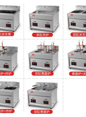新品2021艾n士奇双缸燃气油炸锅商用煤气炸炉Q麻辣烫摆摊关东煮机