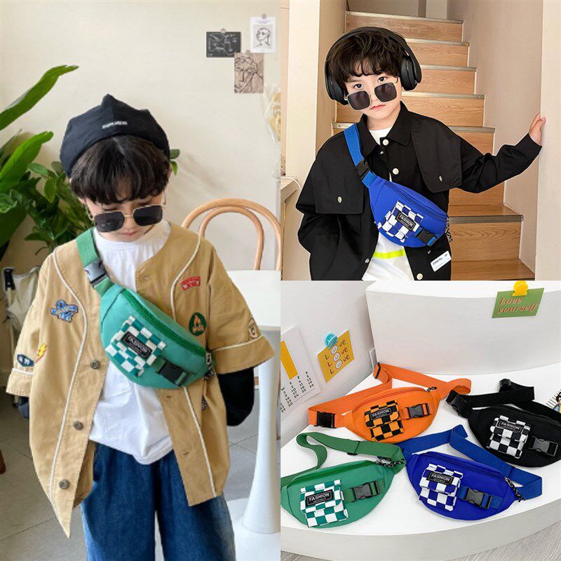 极速儿童腰包男童胸包中大童男孩帅气斜挎包外出时V尚小包潮运动