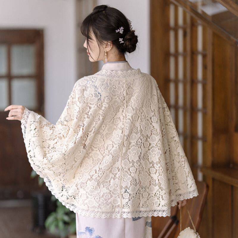 极速蕾丝批肩女夏天季款s穿的搭配旗袍专用披肩斗篷披风外搭小外