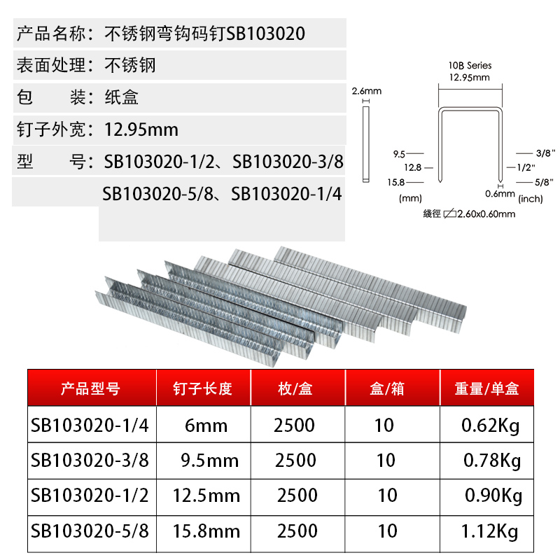 极速东畸SB103j020-1/2不锈钢316材质码钉汽车发动机保护罩后备箱