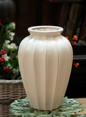 极速欧式鼓形陶瓷花瓶摆件大号客厅时尚餐桌电视柜装W饰品简约创