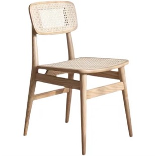 Solid Rattan Wood Dining Restaurant 极速IHOMEd Chair Simple
