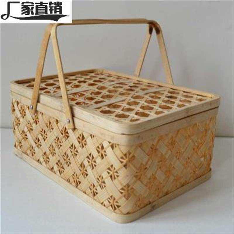 极速安吉竹编篮手提竹编篮子长方形鸡蛋包装竹篮竹编W制品竹篮子
