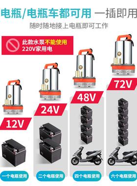 新品直流抽水泵家用电瓶车潜水电泵12v24vJ48v60v小型电动农用抽