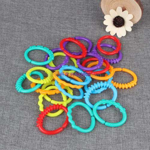 新品24Pcs Baby Teething Ring Colorful Rainbow RRings Strolle
