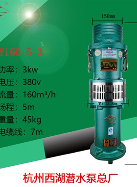 极速新品杭州西湖QY油浸n式潜水泵C380v农用灌溉高扬程大流量抽水
