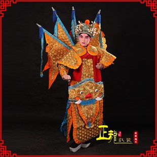 京剧戏曲武全武将花脸将军男大靠服装 速发全龙男装 大缎生金戏靠