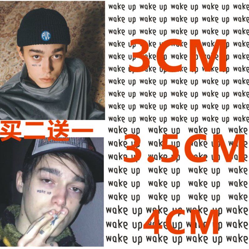 速发纹身贴  wake up 英文文字脸贴 防水 纹身贴 包邮