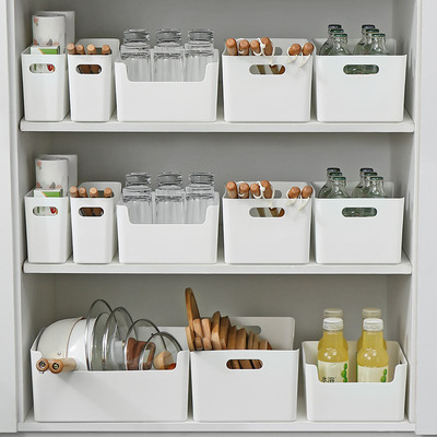 速发厨房收纳盒杂物置方筐塑料家用桌柜抽屉调料分隔长物形橱面整