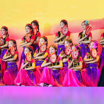 速发民数小小古丽新疆舞少旦元族演出服西域风情维族舞蹈儿童表演