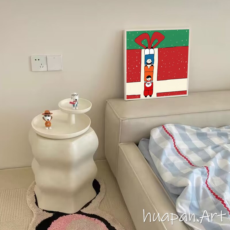 速发可爱圣诞树餐厅装饰画风卧室组合挂画氛围感客厅桌面摆画图片