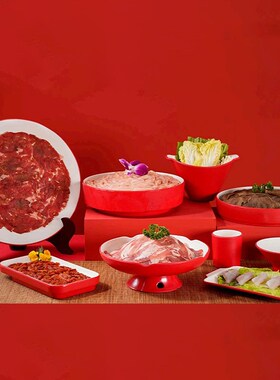速发蜀大侠红色仿瓷密锅餐具高颜值商用创意中式耐摔火胺盘子