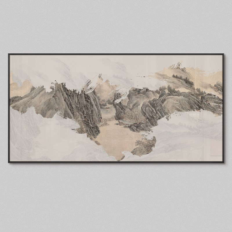 速发新中式酒店餐厅山河象图感挂画办公室背景墙浮雕立体装饰画图片