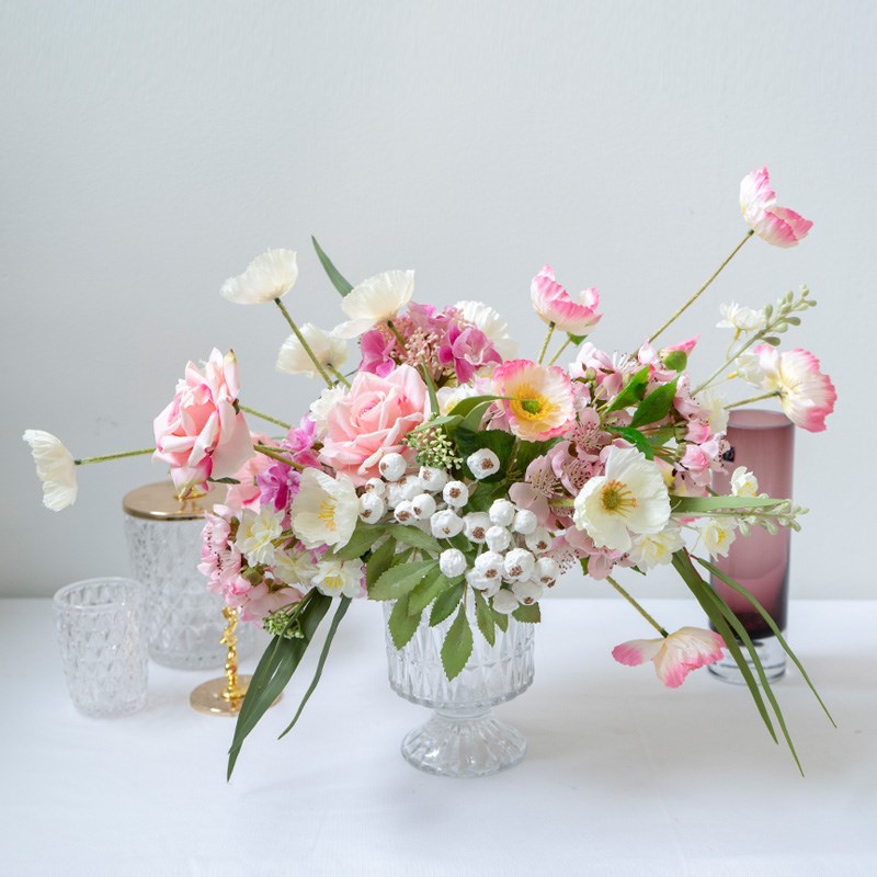 速发田园森系桌花装饰花艺 家居V酒吧桌面玻璃花布摆件假置瓶花