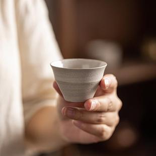 手工陶瓷粉引品茗杯复古泡茶单杯茶盏茶碗家用功夫小茶杯 中式