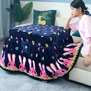 正方形加厚新款 86M0烤火桌子罩套冬季 烤火桌布烤火桌子围罩加绒烤