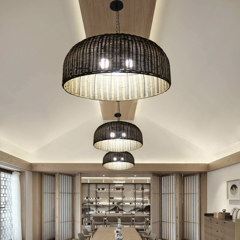 厂家直供藤艺吊灯 东南亚风格酒店民宿饭店客厅餐厅包厢藤艺吊灯