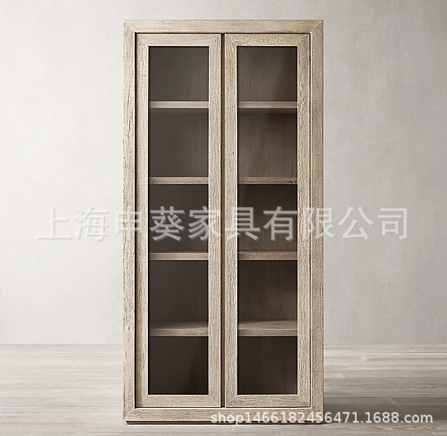 美式乡村简约复古储物柜实木轻奢书柜卧室客厅家用民宿别墅样板房