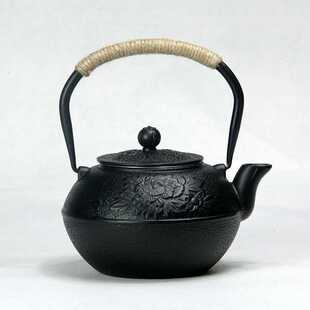 煮水泡茶家用养生铸铁壶茶具 1200ml铁茶壶素雅牡丹色带过滤网日式