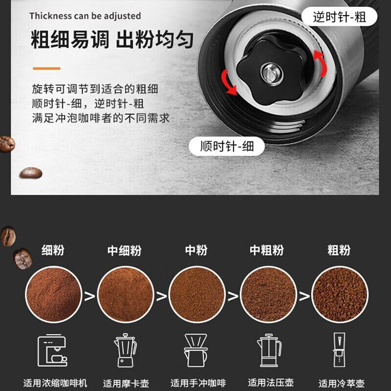 304不锈钢咖啡研磨机手磨咖啡机手摇咖啡磨豆机咖啡研磨器手动