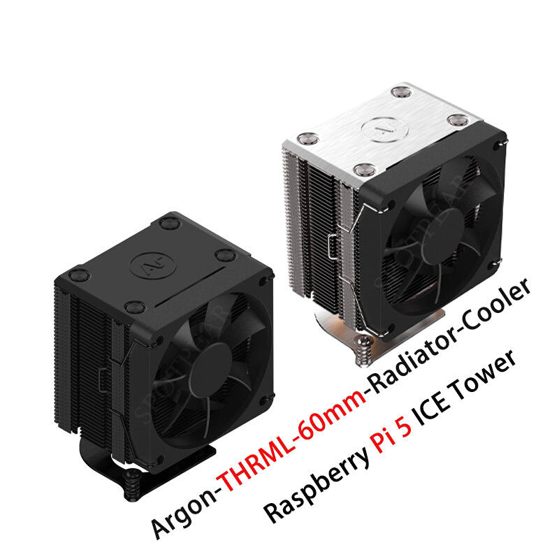 树莓派5 ICE Tower冰塔CPU铜管鳍片Argon THRML 60mm散热器