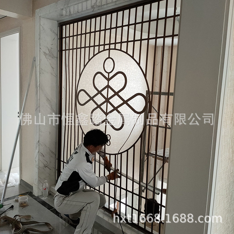 北欧屏风隔断镂空金属铁艺不锈钢大中小户型客厅餐厅酒店玄关装饰