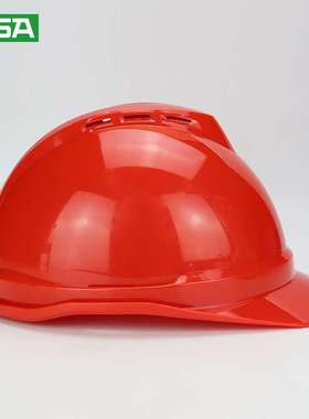 MSA 10146650 V-Gard 豪华型防砸安全帽 红色，ABS，一指键帽衬