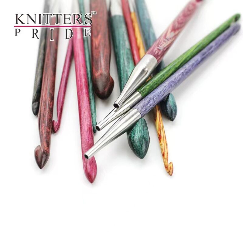 KnitPro-进口桦木阿富汗/突尼斯可拆卸钩针套装3.5-8mm彩木针