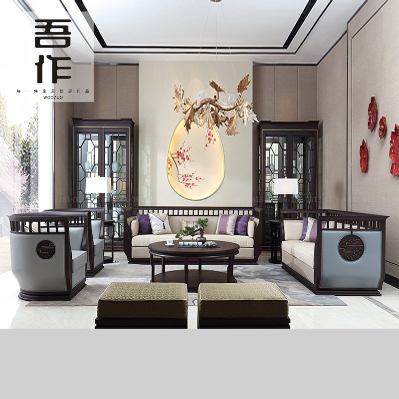 中式复古沙发别墅样板房奢华多人组合套装设计师家具工