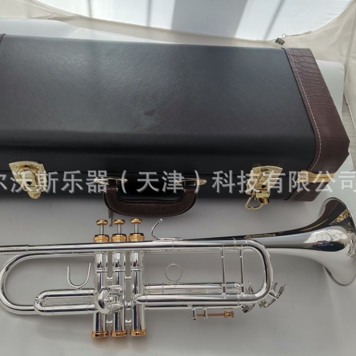 镀银降B调专业小号皮盒