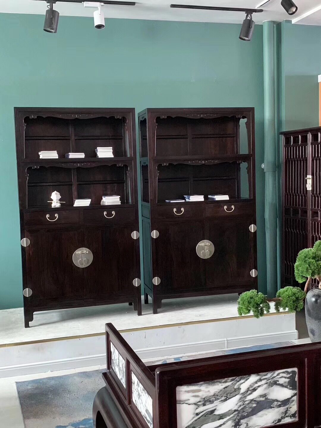 黑檀乌金木酒柜玻璃柜书柜多宝阁置物架收纳架清式明式家具