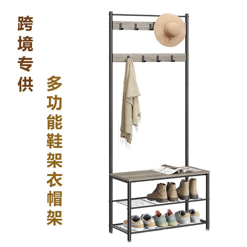 源头工厂源头工厂玄关衣帽架鞋架带换鞋凳带挂钩多层多功能置