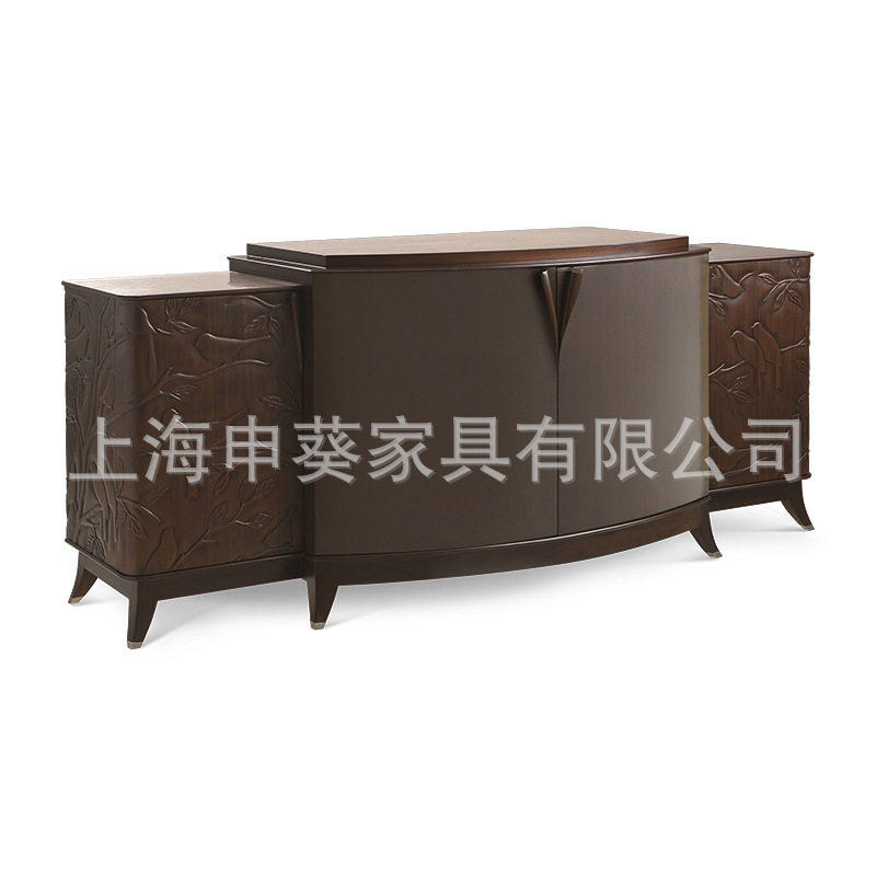 美式乡村实木复古轻奢储物餐边柜经典简约收纳餐厅家用别墅样板房