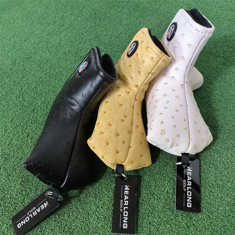 高尔夫球杆套铁推杆保护头套帽套 鸵鸟纹磁铁闭合 通用golf一字杆