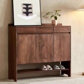 北美黑胡桃木实木鞋 柜家用门口大容量现代简约客厅入户多层玄关柜